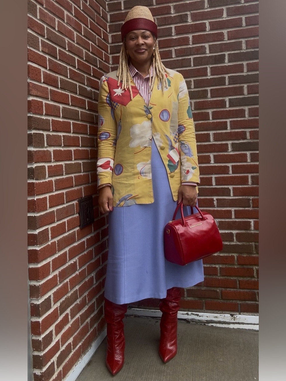 VINTAGE SILK MUSTARD FLORAL PRINT BLAZER / JACKET